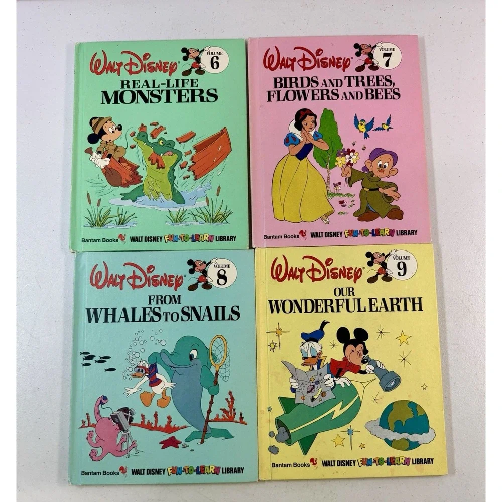 Vintage 1983 Disney Fun To Learn Books Hardcover Lot Of 14 Beginner 1-15